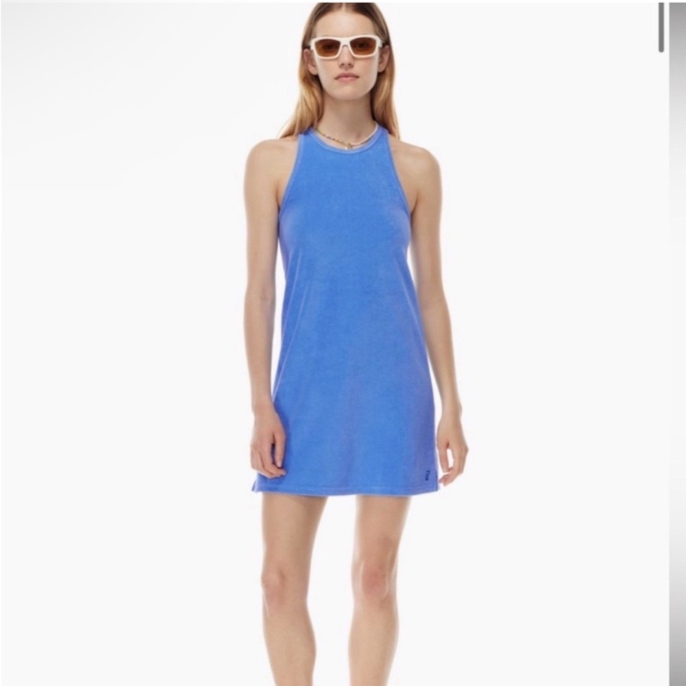 NWOT Aritzia TNA Blue Terry Cloth Mini Dress Size S